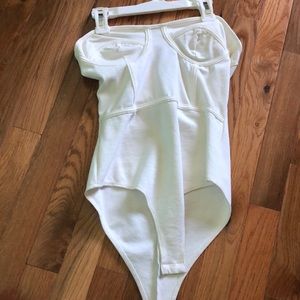 white strapless bodysuit